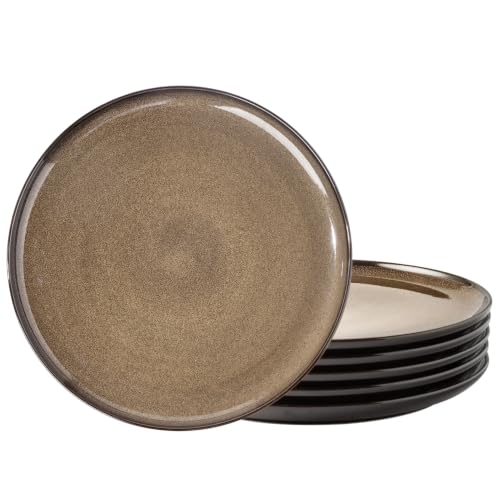 Ceramic Plate Set of 6 (8.5 Inch for 6 / Reactive-Chestnut)