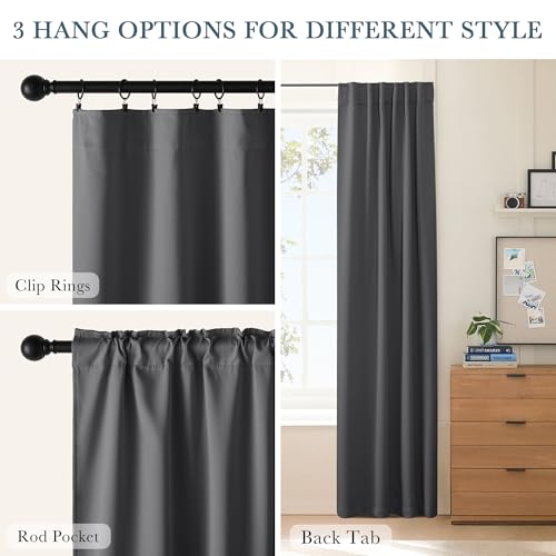 Rod Pocket and Back Tab Blackout Curtains (Grey / 70"W x 63"L (Pack of 2))