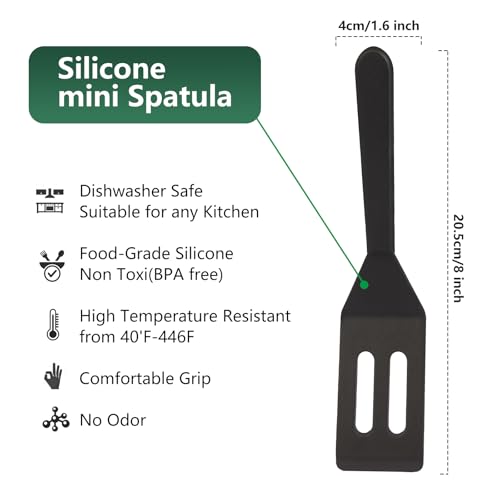 2 Pack】Kunovo Small Spatula for Nonstick Cookware Mini Spatulas for kitchen Use (Black-2)