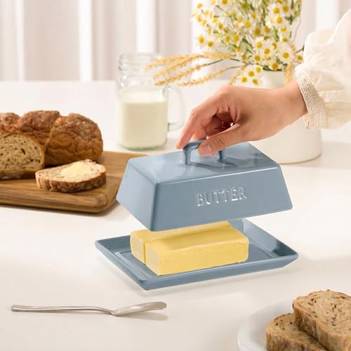 Ceramic Butter Dish with Lid (Casper Blue)