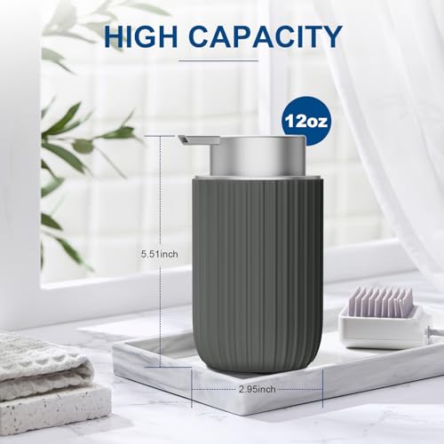 Ceramic Foaming Soap Dispenser (Matte Grey Silver-2pack)