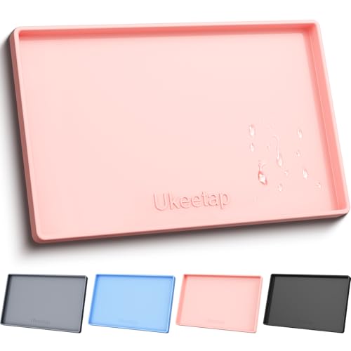 34" x 22" Extra Thick Silicone Mat Waterproof with Raised Edge (Pink / 34"L x 22"W)