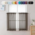 Sheer Curtains 36 inch Length 2 Panels (Chocolate Brown / 42"W x 36"L (Pack of 2))