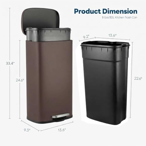 8 Gal Kitchen Trash Can (Brown / 8 Gal)
