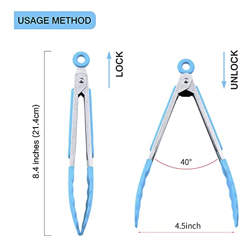 Kitchen Food Tongs (Blue - Mini Tongs Set)