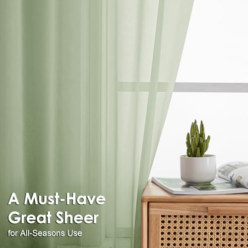 Light Green Sheer Curtains 72 Inches Long 2 Panels (Light Green / 42"W x 72"L (Pack of 2))