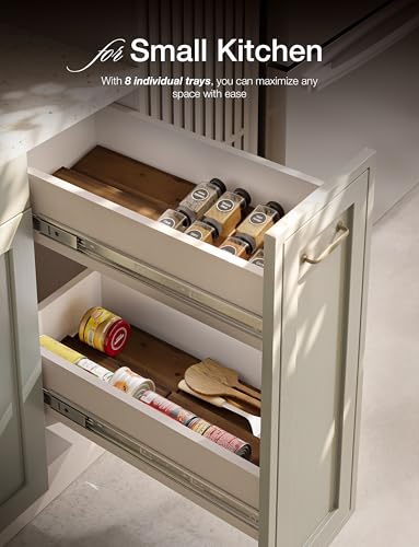Acacia Wooden Spice Rack Organizer for Cabinet (Walnut / Pack 8)