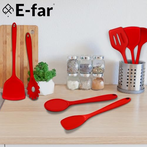 10 Pieces Silicone Cooking Utensils Set (10 Pieces / Red)