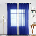 Sheer Voile Window Treatment Rod Pocket Curtain Panels for Kitchen Bedroom Living Room Drapes Sunlight Filtering Privacy Semi Home Decor Assorted Colors Sizes (Blue Sapphire / 52"W x 72"L (Pack of 2))