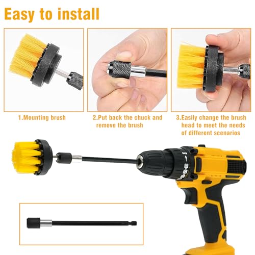 8 Pcs Drill Brush Attachment Set (Yellow)
