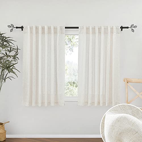 Linen Semi Sheer Kitchen Window Curtains Over Sink 36 inches Length (Linen / 52"W x 36"L (Pack of 2))