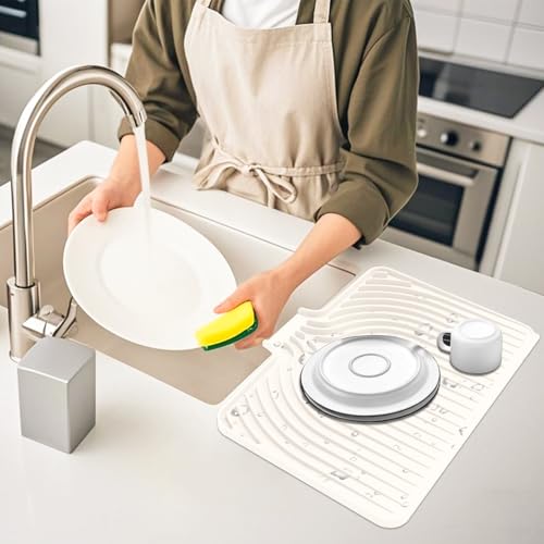 Dish Drying Mat for Kitchen Counter (18x11.8 / White)