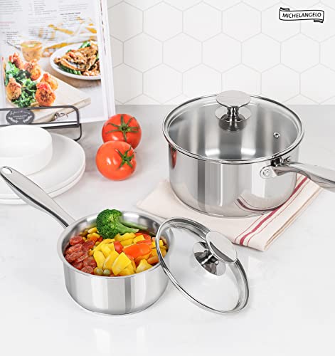 Stainless Steel Saucepan Set (1QT+3QT)