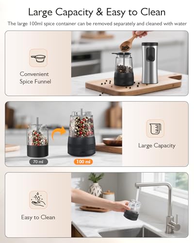 Electric Salt and Pepper Grinder Set (Sliver Black)