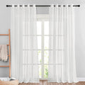 Semi Sheer White Linen Curtains 96 inches Long 2 Panels (62"W x 96"L (Pack of 2) / White)