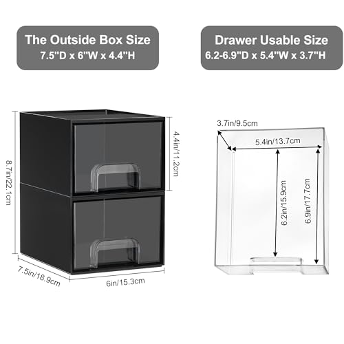 Black Small Stackable Storage Drawers for Cologne Organizer (Small-4pack-Black)