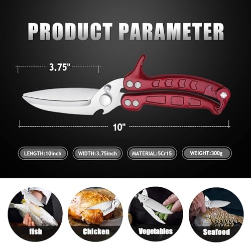 Heavy Duty Poultry Shears (Burgundy)