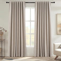 Linen Blackout Curtains 120 Inches Long for Bedroom 100% Black Out Luxury Farmhouse Ceiling Track Curtains with Hooks Drapes for Sliding Glass Patio Doors Inside 10 ft Large Window (Linen / 52"W x 120"L (Pack of 2))