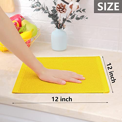 100% Cotton Waffle Weave Kitchen Dish Cloths 8 (Yellow / 12 X 12 - 8 Pack)