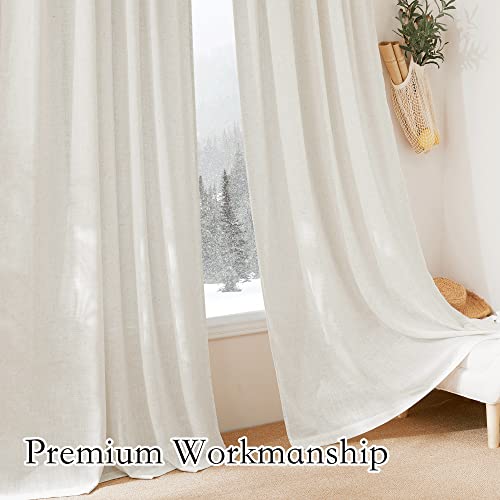 Extra Wide Sheer Curtains for Sliding Patio Door Large Window (Linen / 70"W x 108"L (Pack of 2))