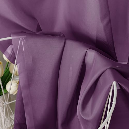 Plum Sheer Curtains 63 Inches Long 2 Panels (Plum / 42"W x 63"L (Pack of 2))