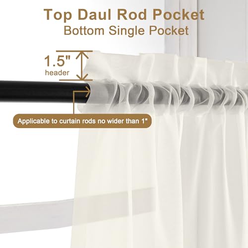 Ivory Sheer Curtains 54 Inch Long 2 Panels (Ivory / 59"W x 54"L (Pack of 2))