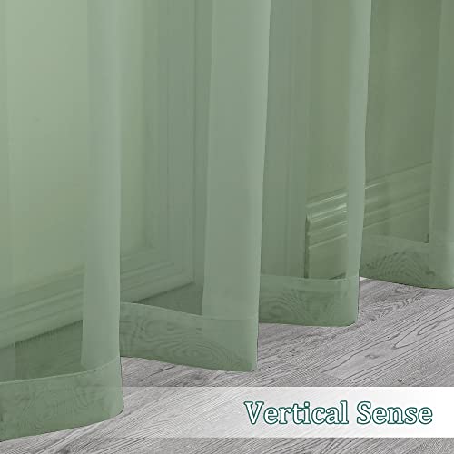 Sheer Window Curtains 144 inch Extra Long 2PCS (Sage Green / 42"W x 144"L (Pack of 2))