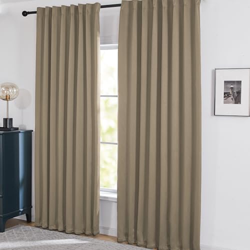 Total Blackout Curtains 95 Inch Length 2 Panels Set (Khaki/Total Blackout / 52"W x 95"L (Pack of 2))