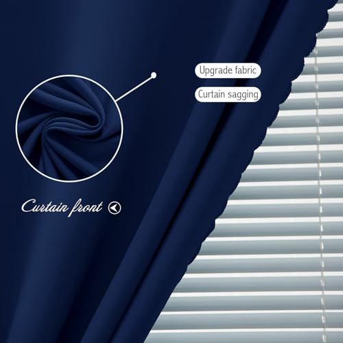 Self Adhesive Portable Blackout Curtains for Bedroom Easy to Install Window Thermal Lnsulated Kitchen Room Darkening Small Window Curtains (35"W x 71"L (Pack of 1) / Navy Blue)