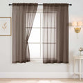 Chocolate Sheer Curtains 63 Inch Length 2 Panels (42"W x 63"L (Pack of 2) / Chocolate)