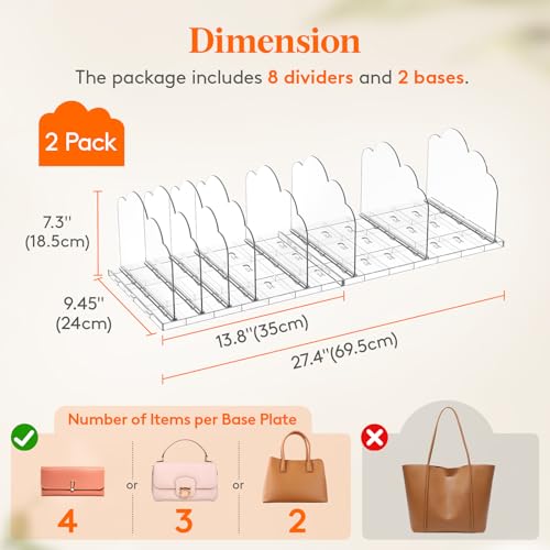 Purse Organizer for Closet (7.3"H)