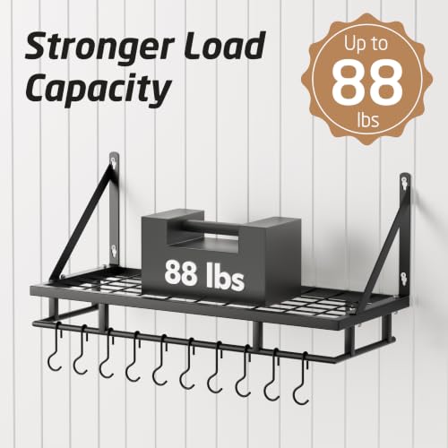 24 Inch Kitchen Pot Pan Rack Wall Mounted (Matt Black / 24 inch)