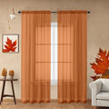 Sheer Curtains 63 inch Length 2 Panels Set (Orange / 42"W x 63"L (Pack of 2))