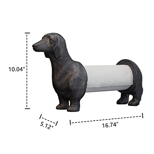 Vintage Dachshund Dog Paper Towel Holder Black Wiener Dog Tissue Towel Display Stand Freestanding Animal Toilet Paper Holder for Kitchen Countertop Home Decor
