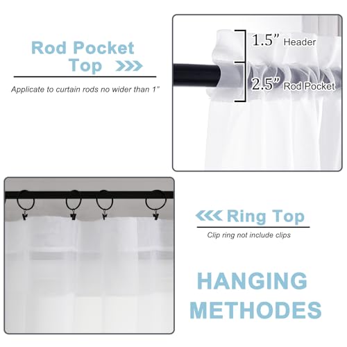 Sheer White Curtains (White / 42"W x 63"L (Pack of 2))