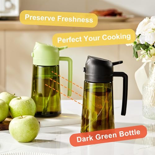 16oz 470ml Olive Oil Dispenser for Kitchen with Stickers (Light-Proof /w Stickers / Black&Blue)