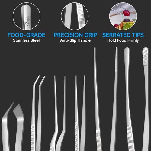 Kitchen Tweezers Stainless Steel Cooking Tweezers 6 Pcs (Silver 6PCS)