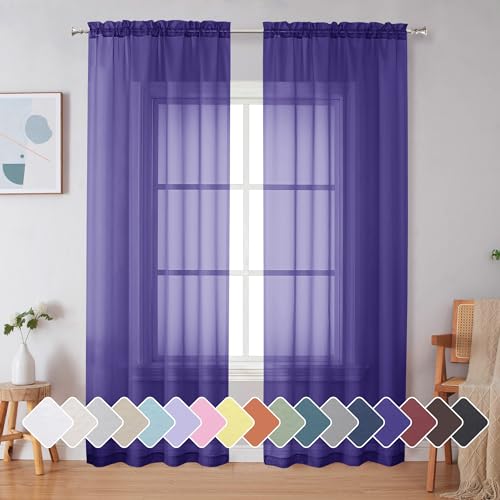 Purple Sheer Curtains 84 Inches Long (Purple / 42"W x 84"L (Pack of 2))
