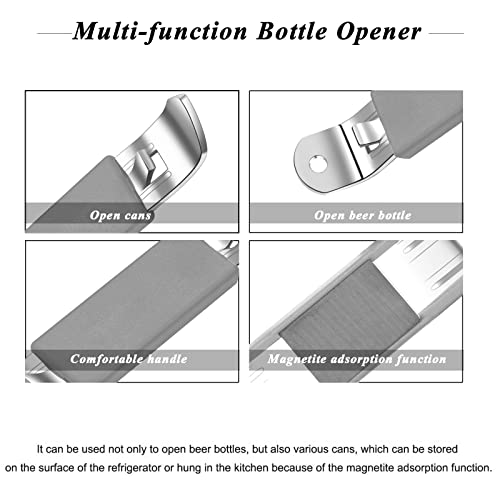 3 Pieces Magnetic Bottle Openers Can Opener Classic Beer Opener Stainless Steel Small Bottle Opener Can Tapper with Magnet for Camping and Traveling HANCELANT (Gray)