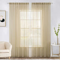 2 Panels Sheer Curtains for Living Room 54 X 102 Inches Beige (Beige / 54"W x 102"L (Pack of 2))