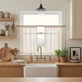 Short Linen Curtains 36 Inch Length for Kitchen Window (34"W x 36"L (Pack of 2) / Linen)