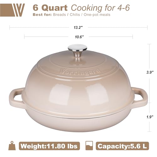 Enameled Cast Iron Dutch Oven Pot with Lid (Latte)