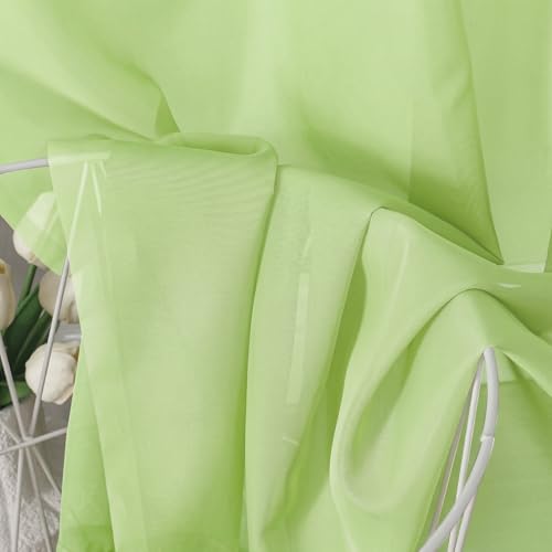 Lime Sheer Curtains 84 Inches Long 2 Panels Set for Living Room (42"W x 84"L (Pack of 2) / Lime)