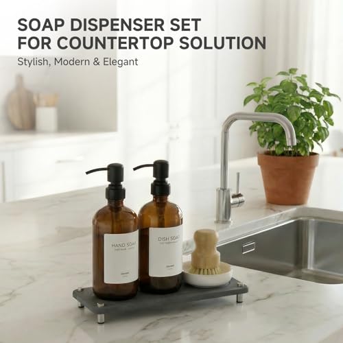 2 Pack Kitchen Soap Dispenser Set (Amber)