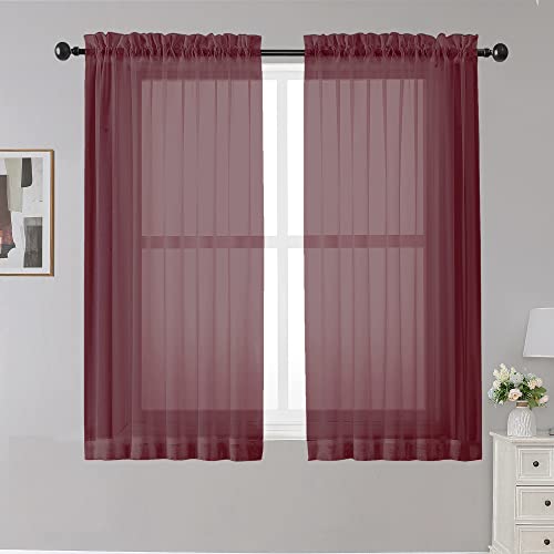 Sheer Curtains (Burgundy / 42"W x 45"L (Pack of 2))
