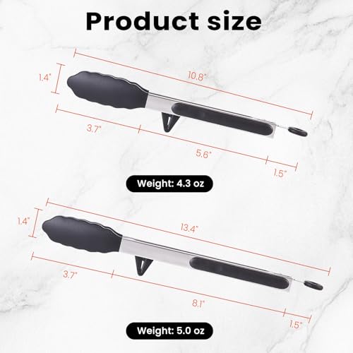 Kitchen Cooking Tongs Set (Black)
