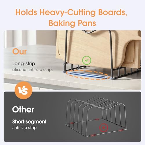 5mm Wire Cutting Board Organizer Holder Stand for Cabinet Countertop (5-Slot 1 pack)