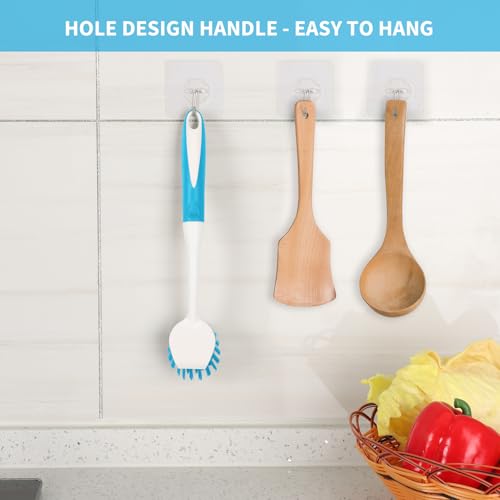 Dish Brush with Handle (Blue)