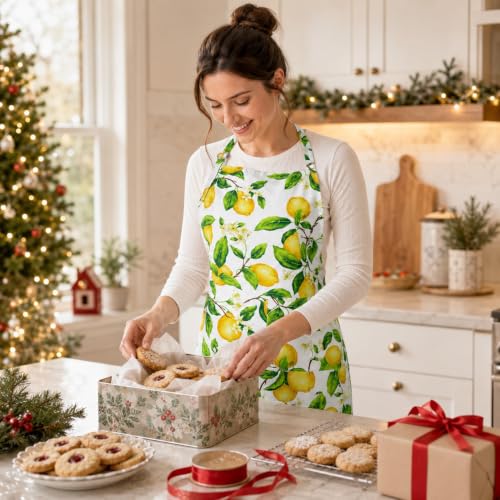 Cotton Kitchen Apron with Pockets (Yellow-classic)