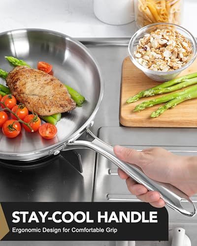 Stainless Steel Frying Pan Set with Lid (8-10-Inch)